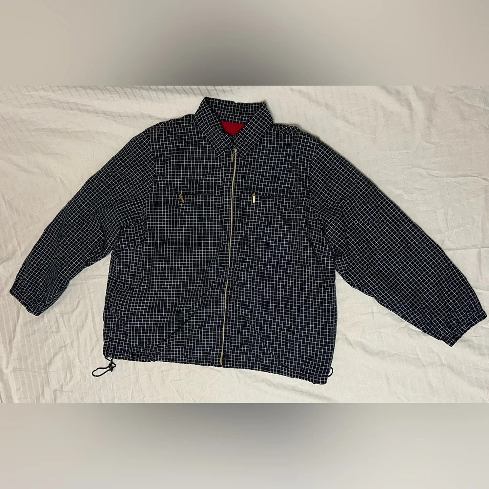 Catalina vintage wind light rain jacket coat. Navy White Medium - Picture 9 of 10
